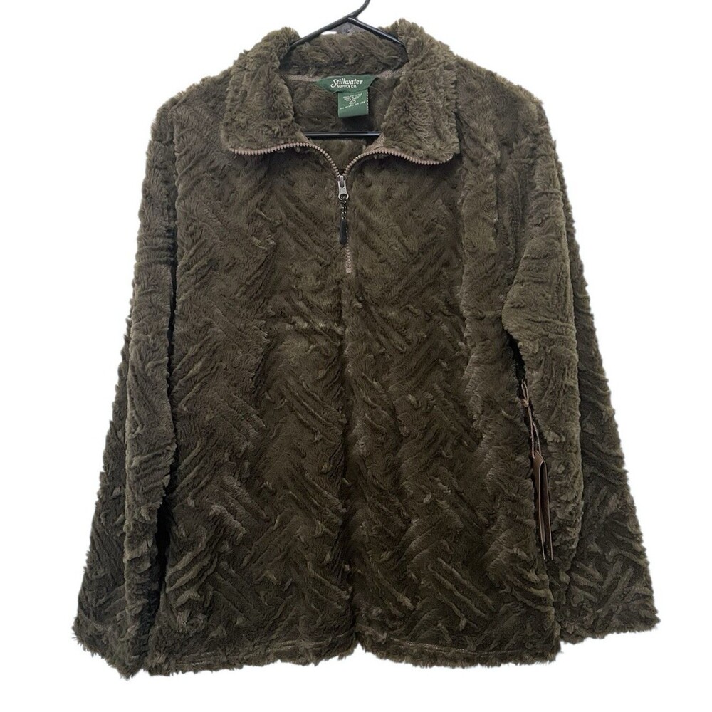STILLWATER SUPPLY CO Olive Green Emerson Softy Pullover 1/4 Zip Geometric L NWT